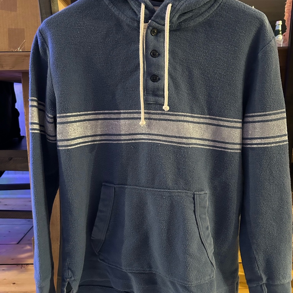 Men's Blue Hoodie with Stripes